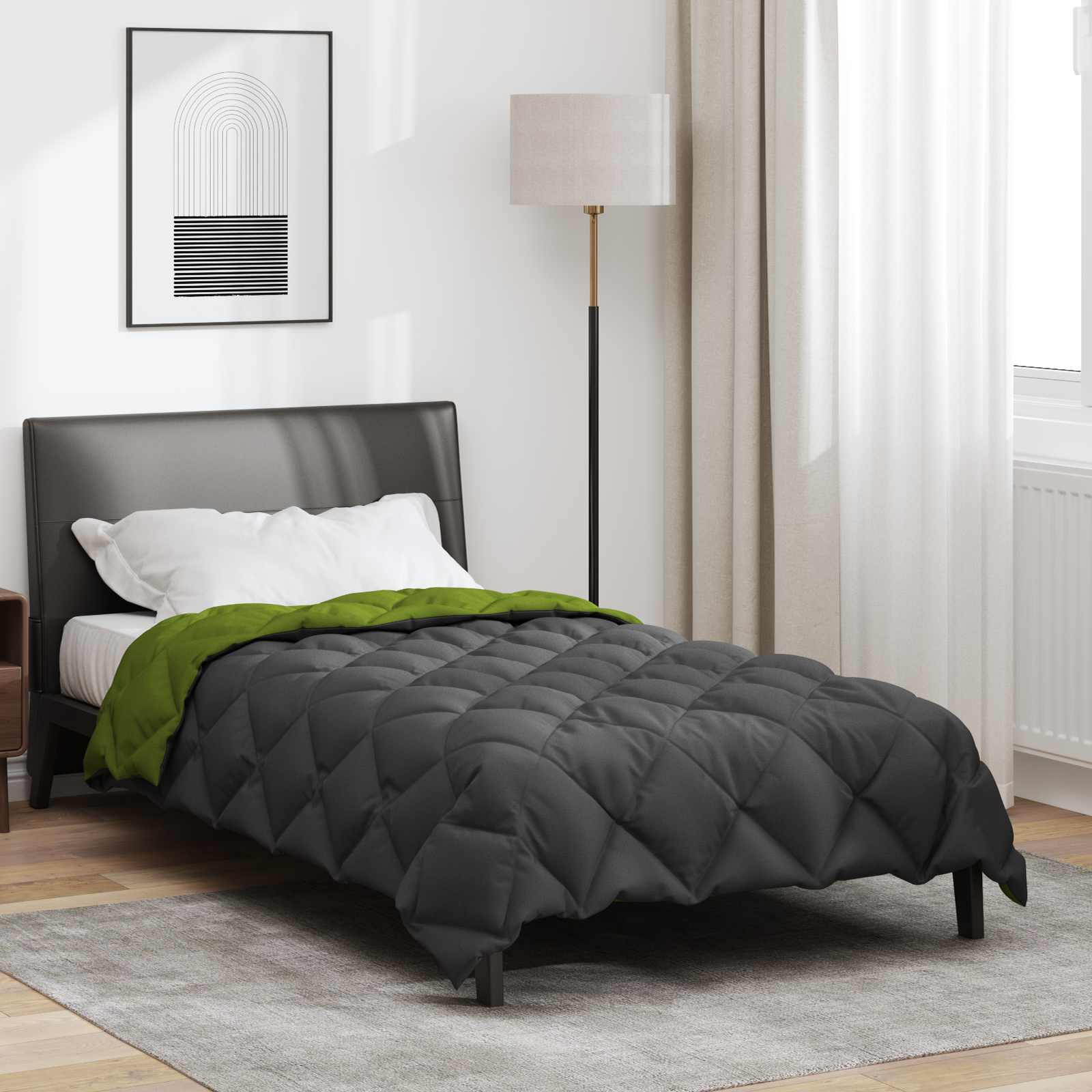 vidaXL Winterbettdecke 155 x 220 cm 450 g/m² Grün und Anthrazit