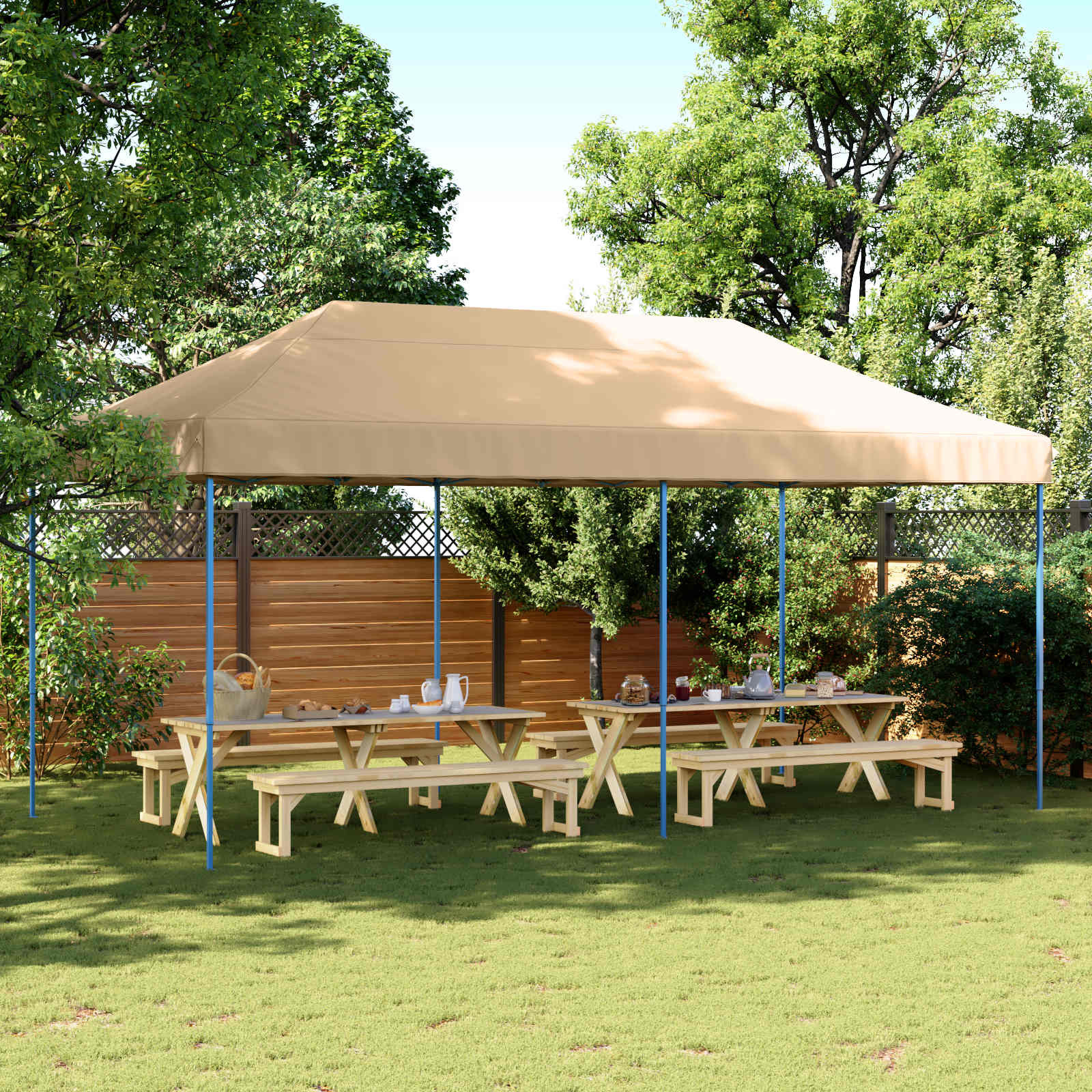 vidaXL Party-Zelt Beige 292 x 580 x 315 cm Oxford-Stoff