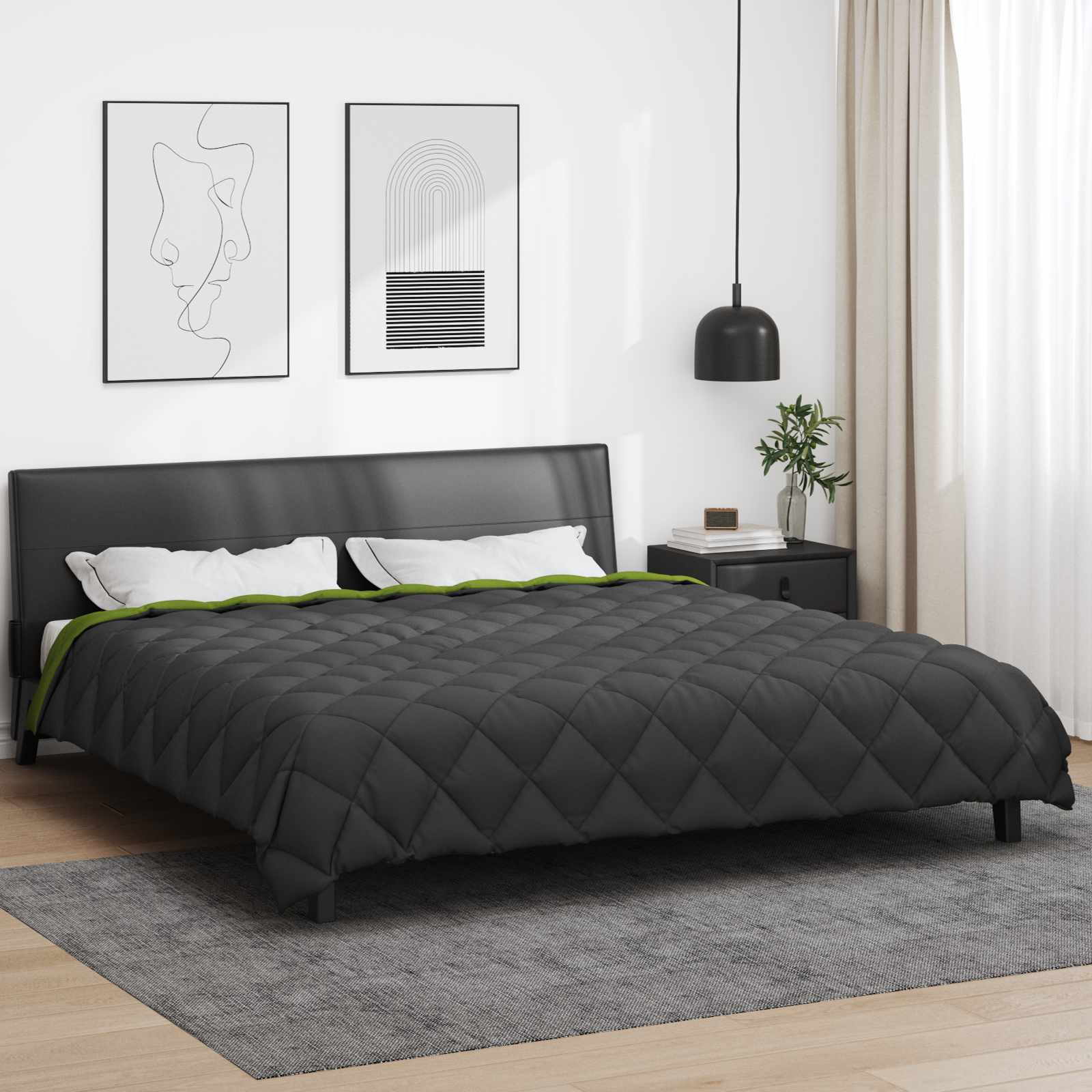 vidaXL Winterbettdecke 200 x 220 cm 450 g/m² Grün und Anthrazit