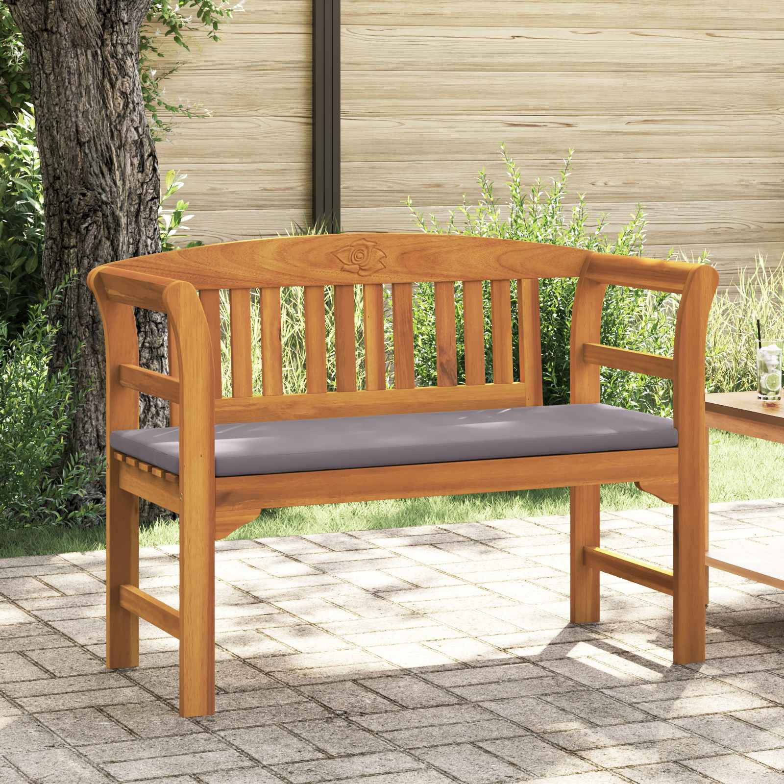 vidaXL Rosenbank Natur 114 x 46 x 82,5 cm Massivholz Akazie