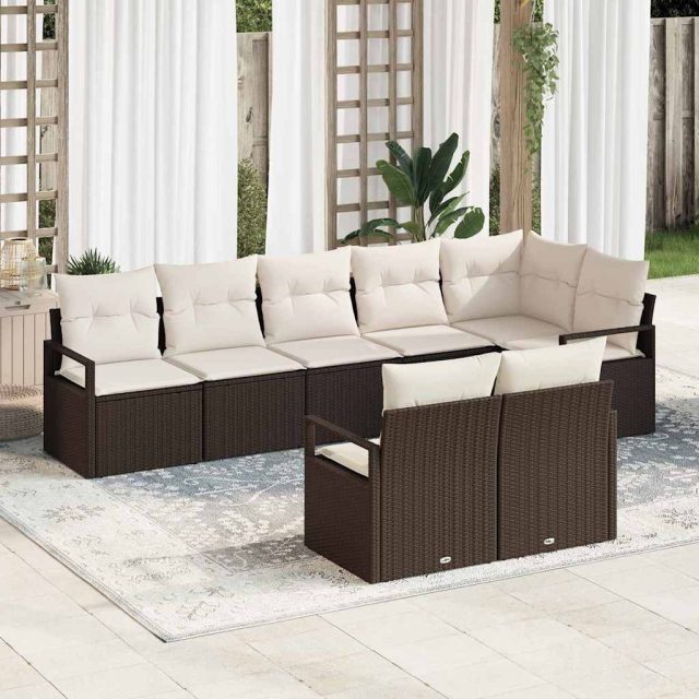 vidaXL Sofa Set 8 pcs Braun Poly-Rattan