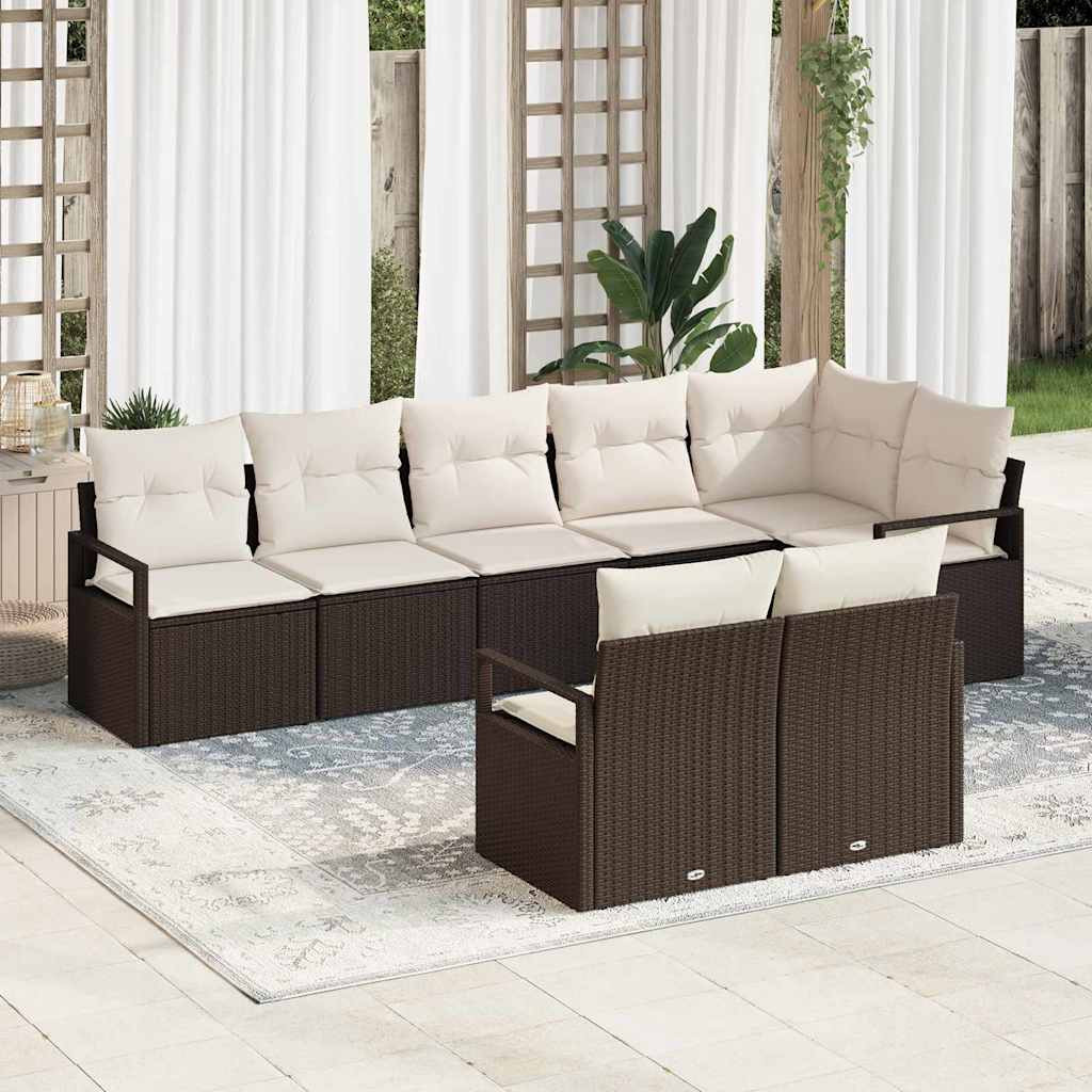 vidaXL Sofa Set 8 pcs Braun Poly-Rattan