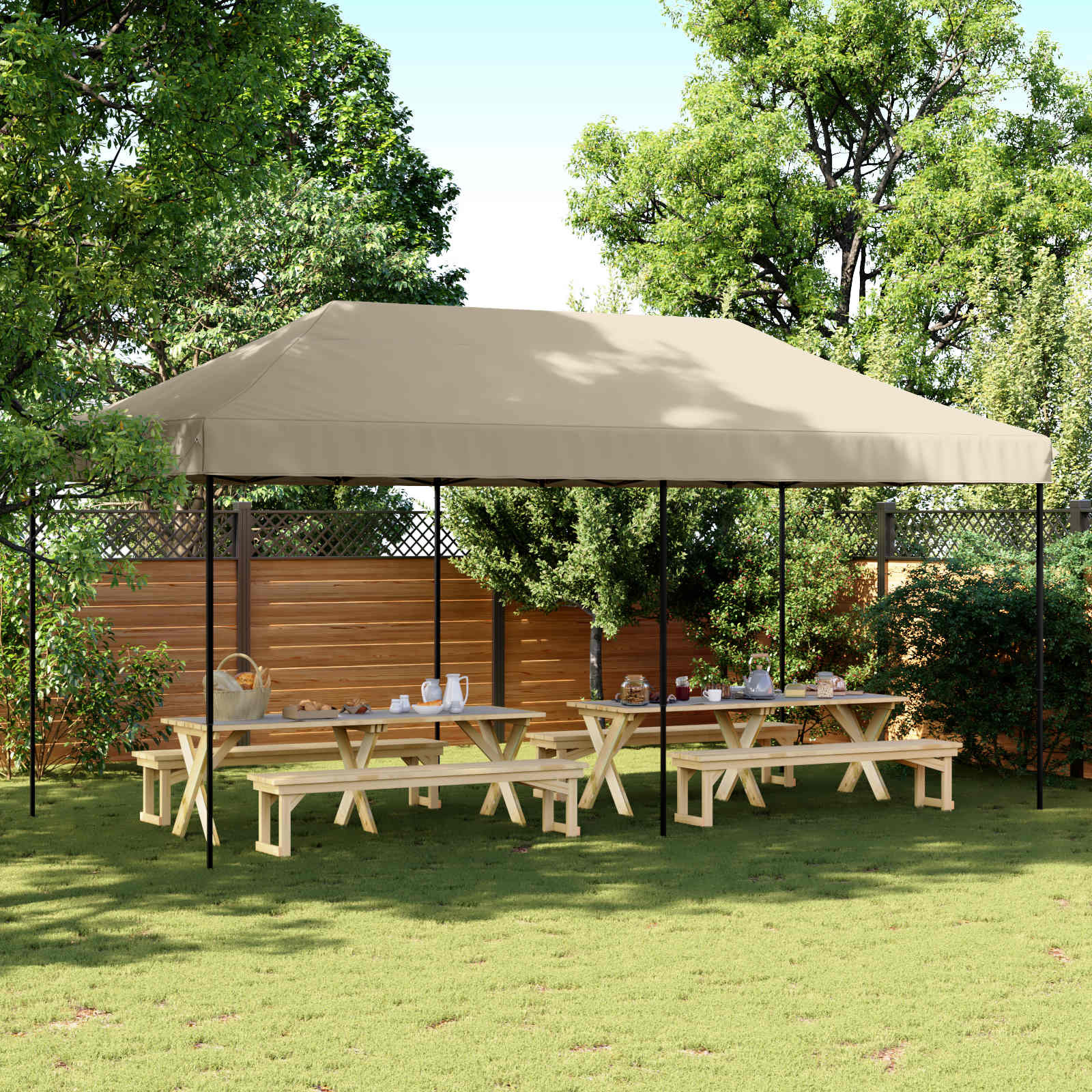 vidaXL Party-Zelt Taupe 292 x 580 x 315 cm Oxford-Stoff