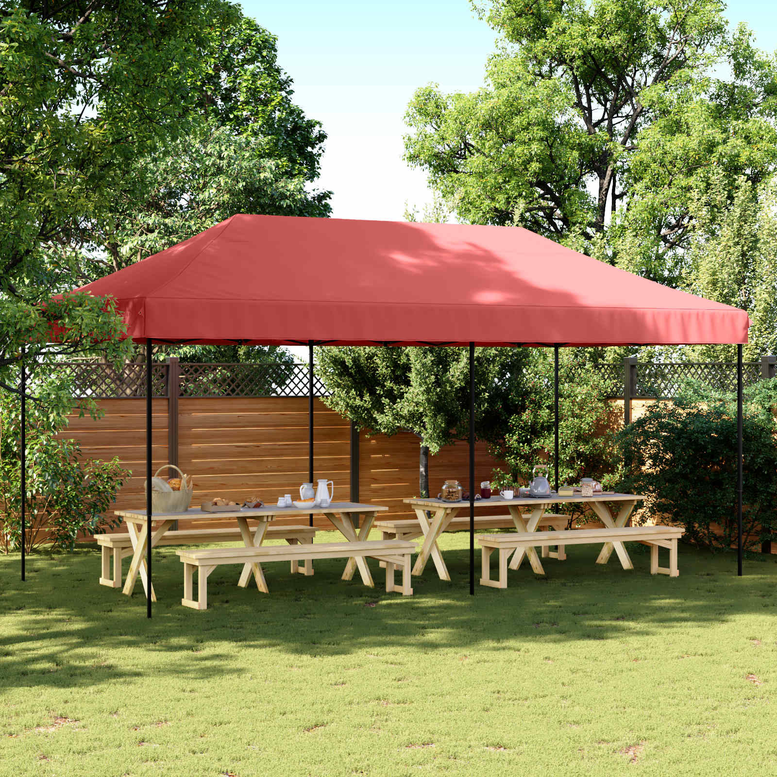 vidaXL Party-Zelt Bordeauxrot 292 x 580 x 315 cm Oxford-Stoff