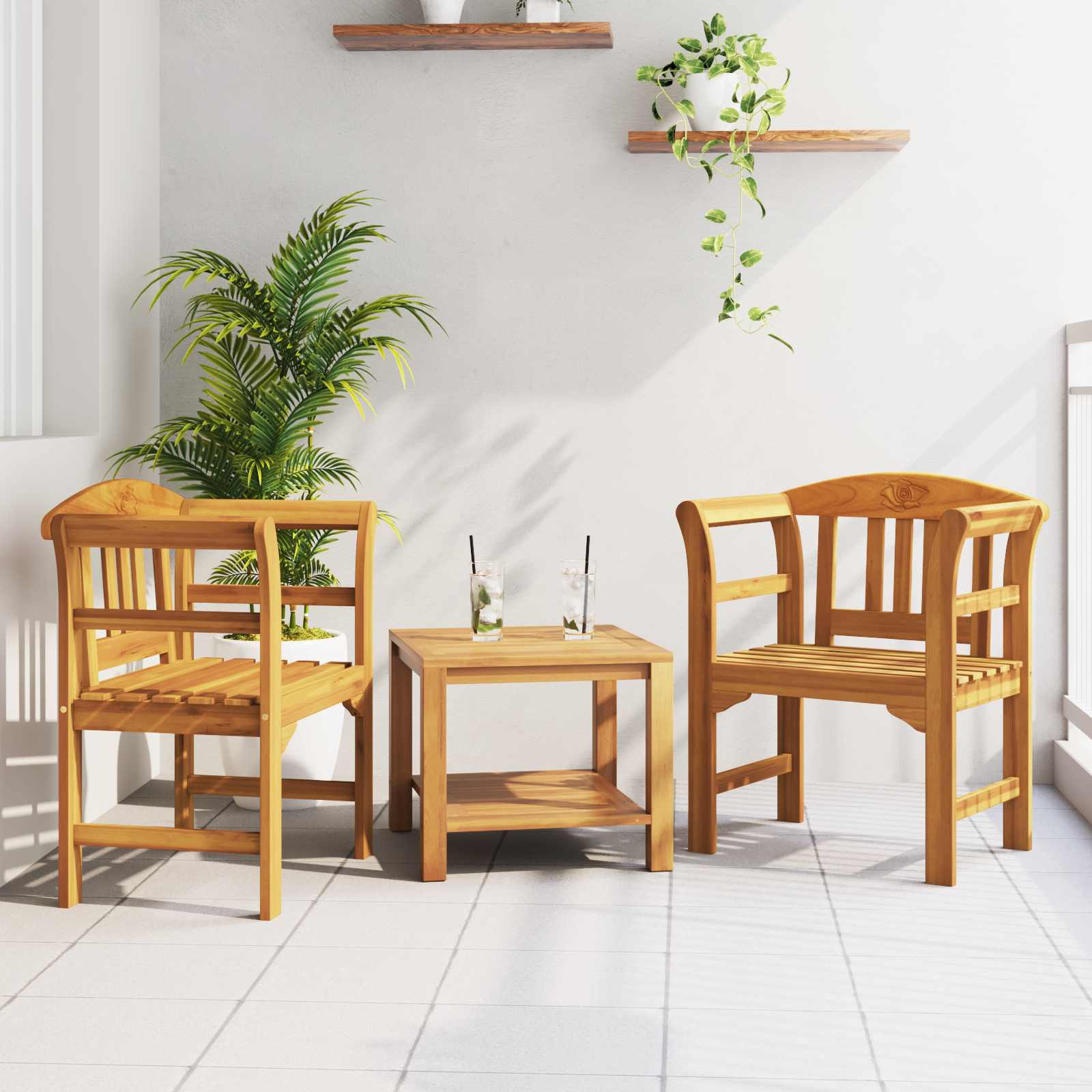 vidaXL Rosenbank Natur 68,5 x 46 x 82,5 cm Massivholz Akazie