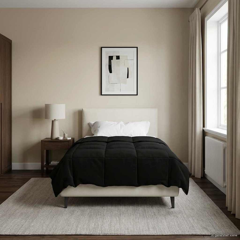 vidaXL Sommerdecke Gepolstert Schwarz 155 x 220 cm Mikrofaser
