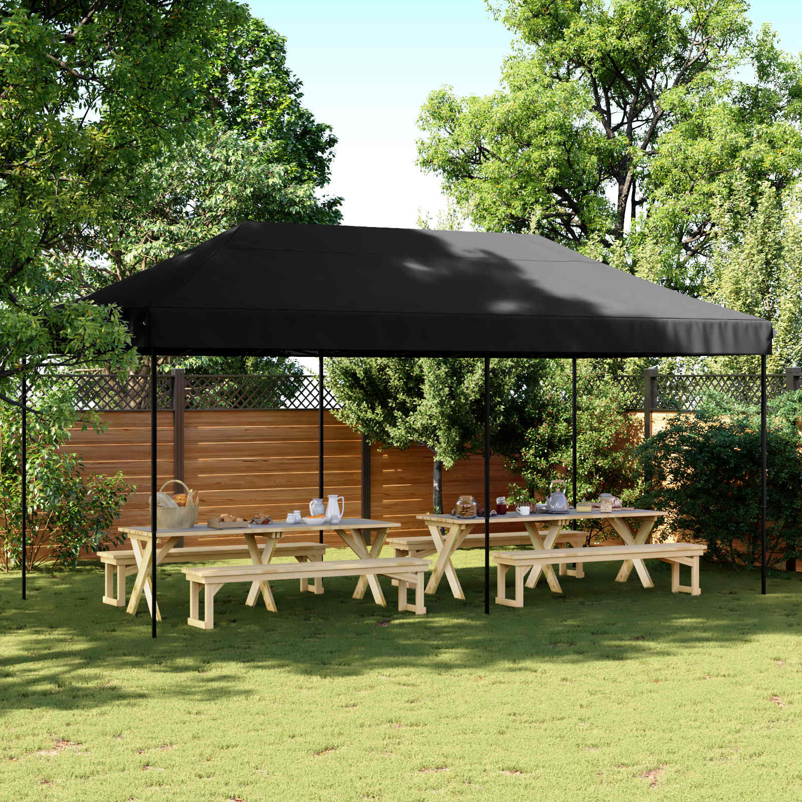 vidaXL Party-Zelt Schwarz 292 x 580 x 315 cm Oxford-Stoff