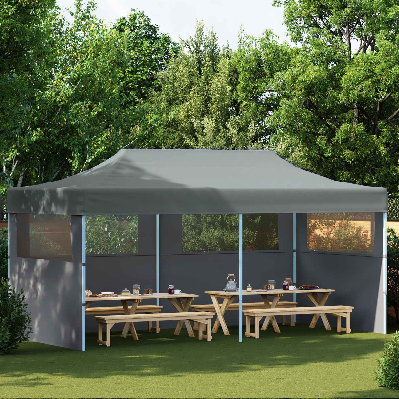 vidaXL Party-Zelt Anthrazit 291 x 580 x 315 cm Oxford-Stoff