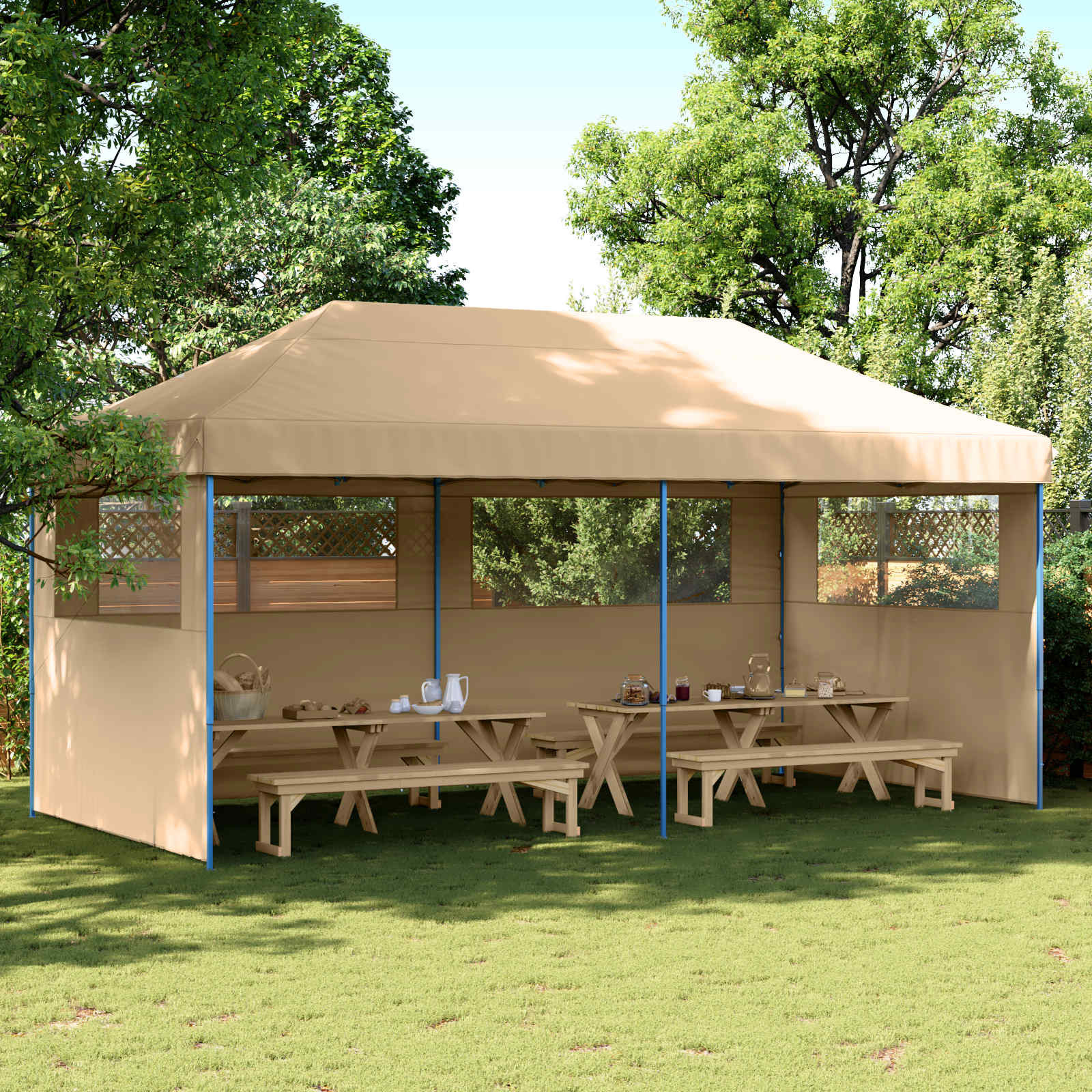 vidaXL Party-Zelt Beige 292 x 580 x 315 cm Oxford-Stoff
