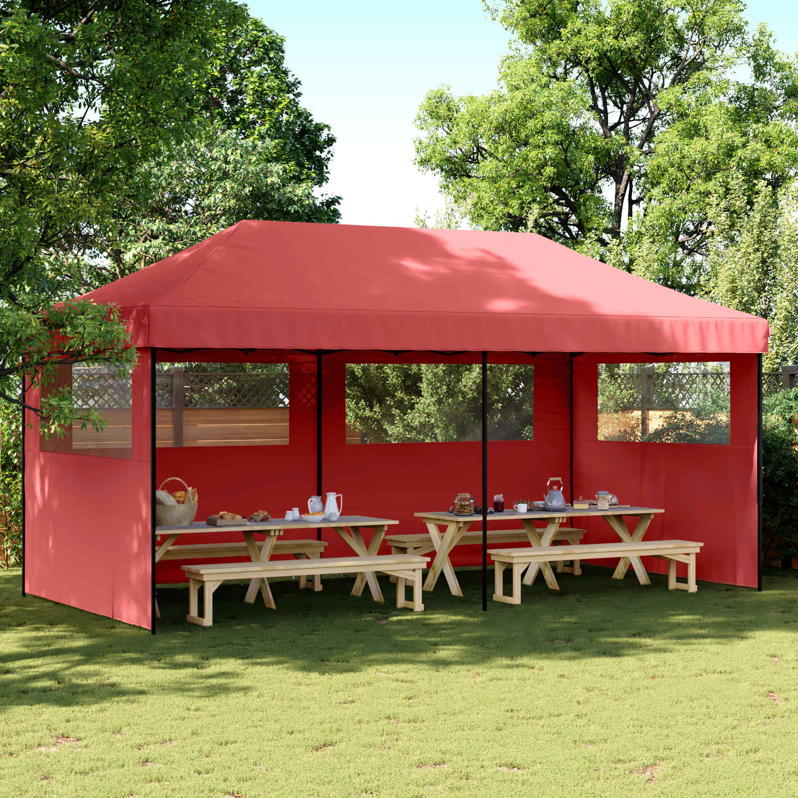 vidaXL Party-Zelt Bordeauxrot 292 x 580 x 315 cm Oxford-Stoff