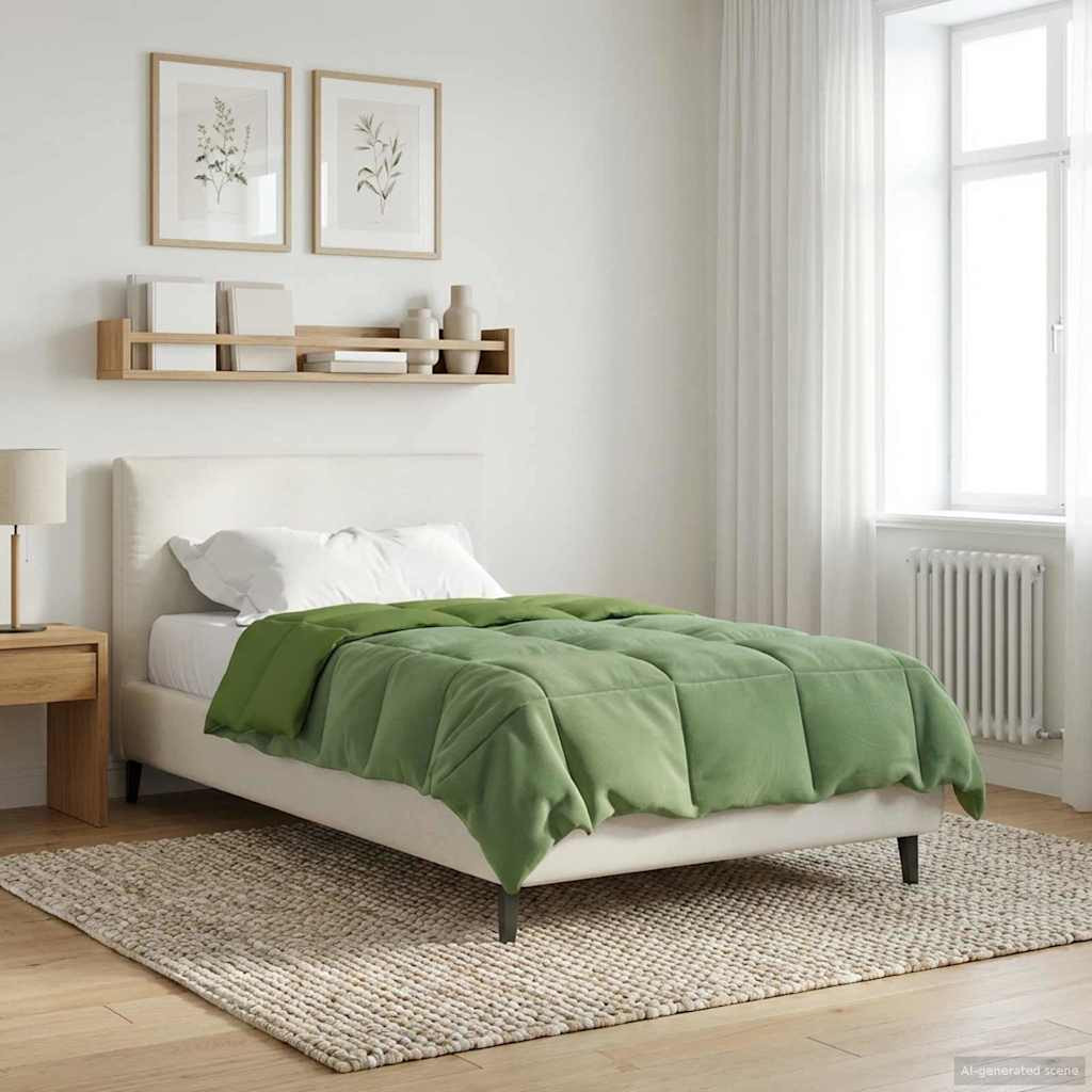 vidaXL Sommerdecke Gepolstert Grün 135 x 200 cm Mikrofaser