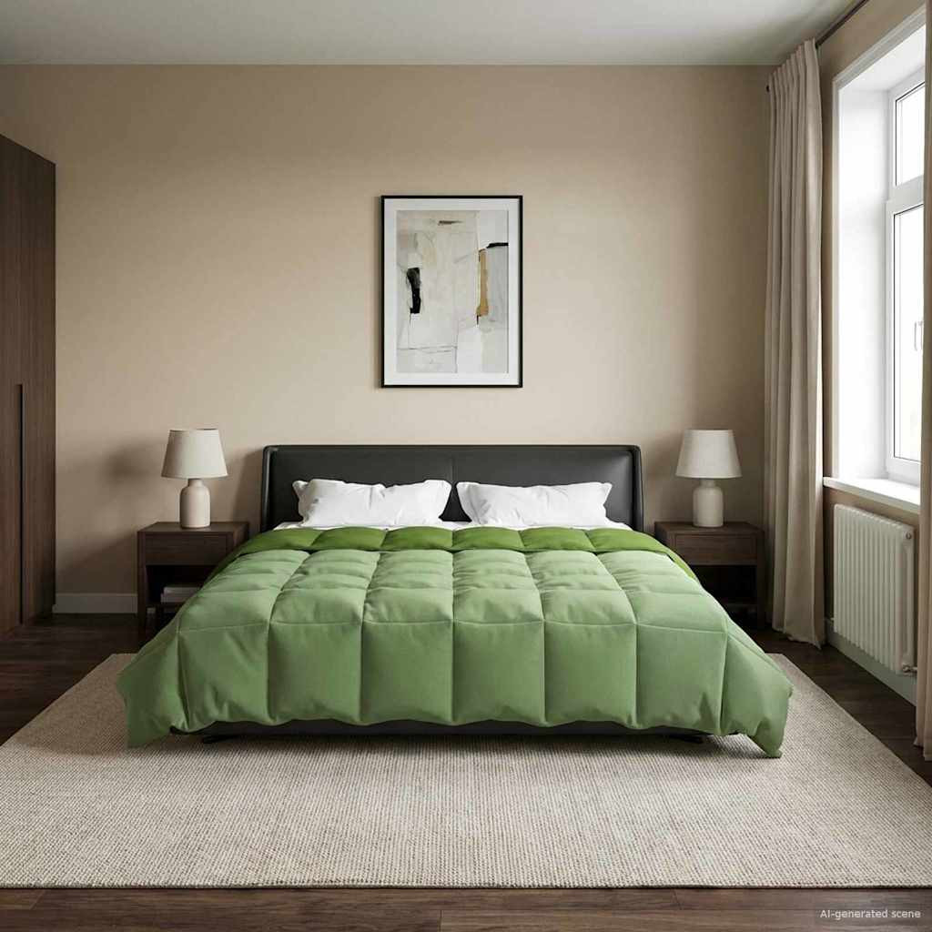 vidaXL Sommerdecke Gepolstert Grün 200 x 200 cm Mikrofaser