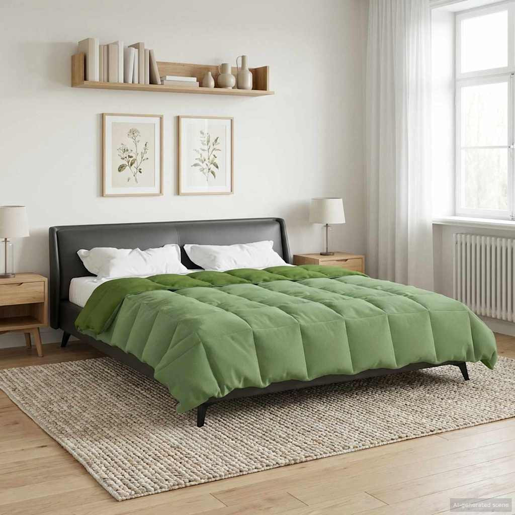 vidaXL Sommerdecke Gepolstert Grün 200 x 240 cm Mikrofaser