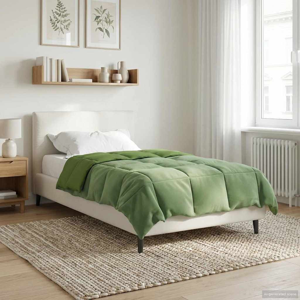 vidaXL Sommerdecke Gepolstert Grün 135 x 220 cm Mikrofaser