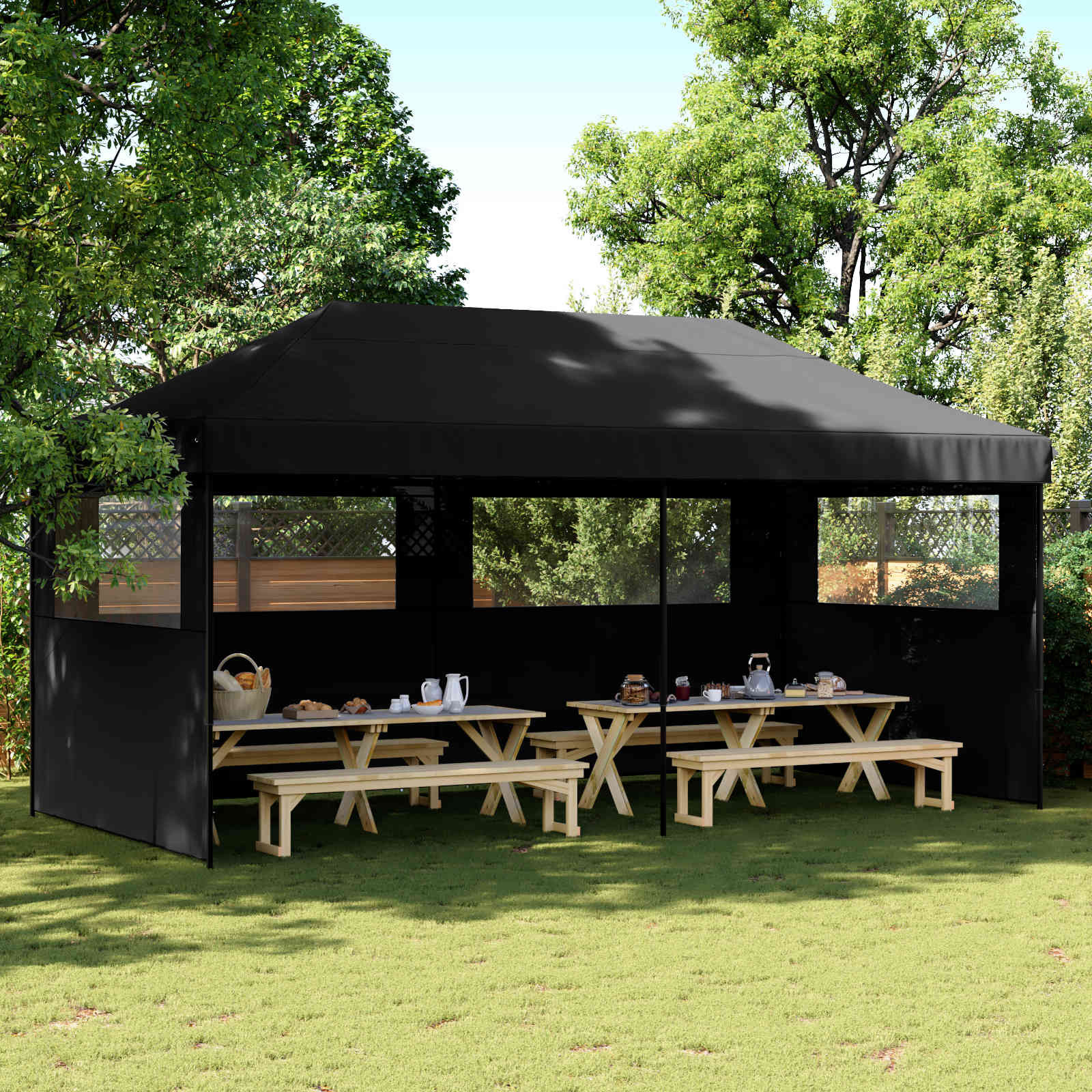 vidaXL Party-Zelt Schwarz 292 x 580 x 315 cm Oxford-Stoff