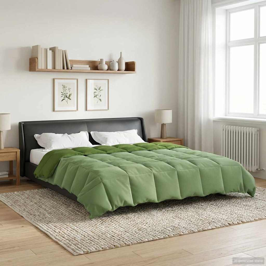 vidaXL Sommerdecke Gepolstert Grün 220 x 240 cm Mikrofaser