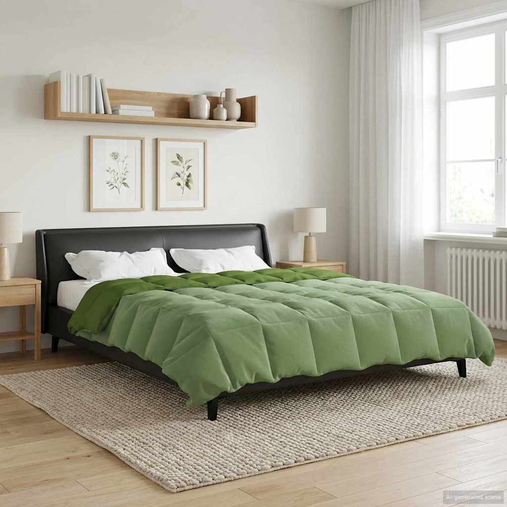 vidaXL Sommerdecke Gepolstert Grün 220 x 260 cm Mikrofaser