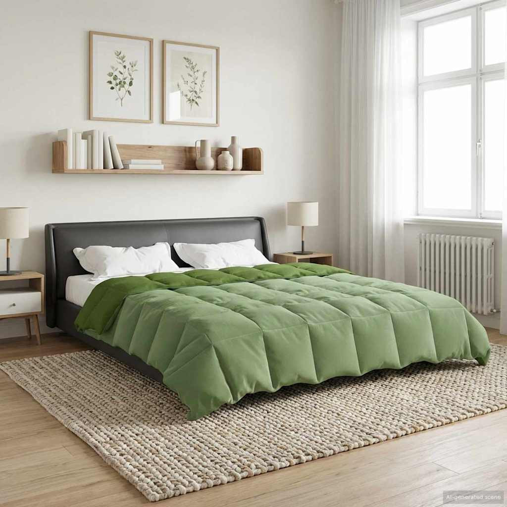 vidaXL Sommerdecke Gepolstert Grün 240 x 260 cm Mikrofaser