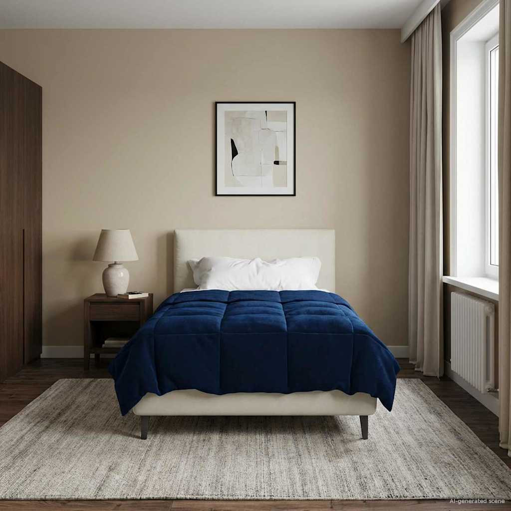 vidaXL Sommerdecke Gepolstert Dunkelblau 135 x 200 cm Mikrofaser