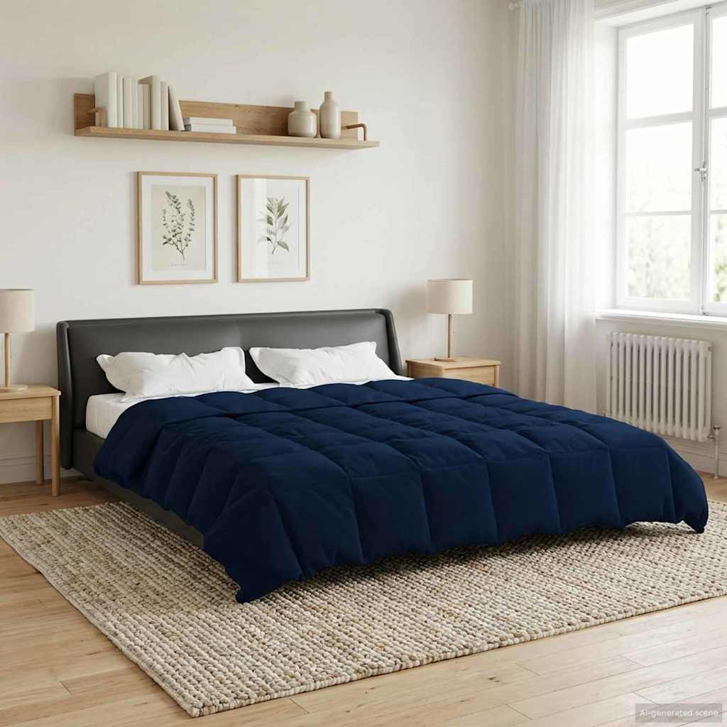vidaXL Sommerdecke Gepolstert Dunkelblau 200 x 200 cm Mikrofaser
