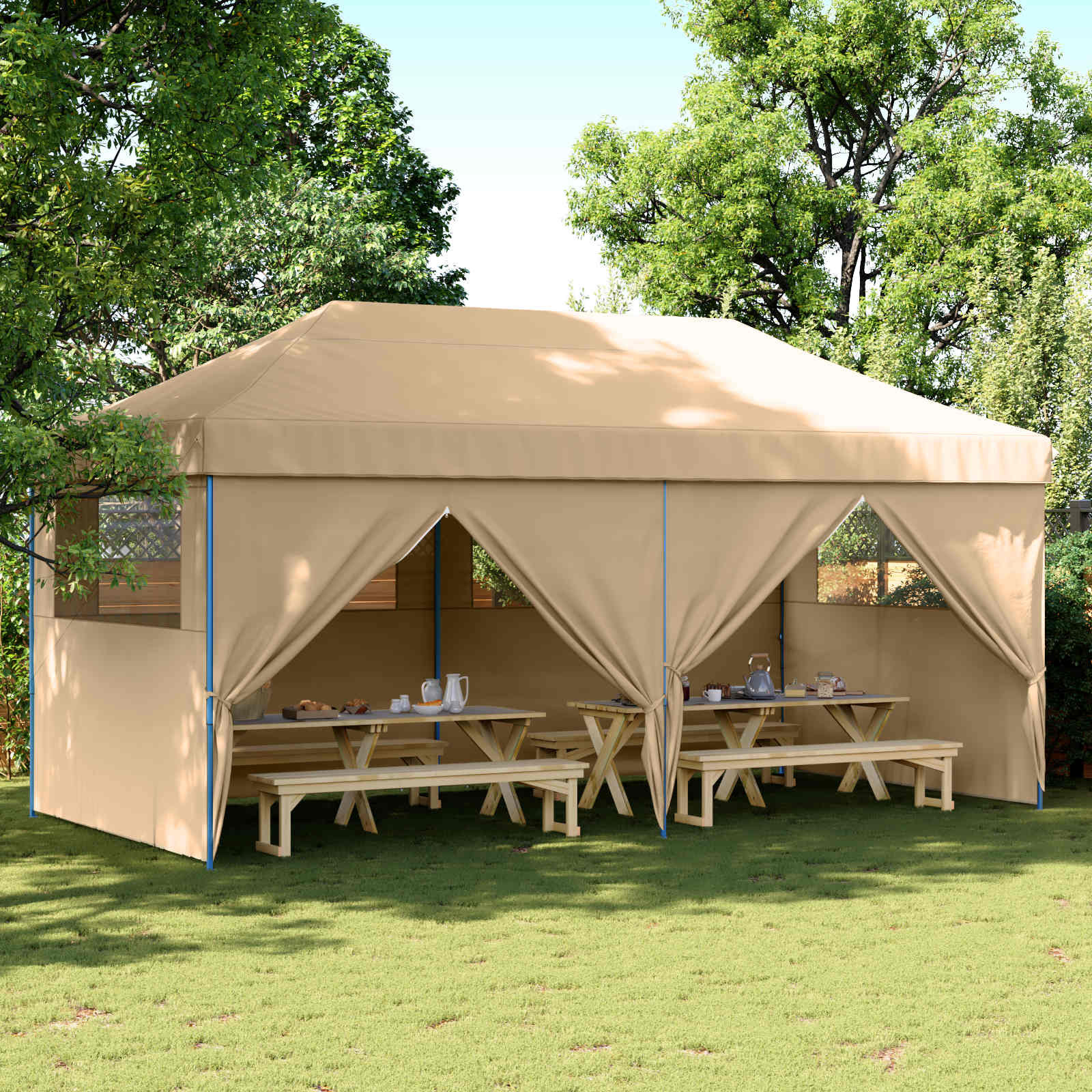 vidaXL Party-Zelt Beige 292 x 580 x 315 cm Oxford-Stoff