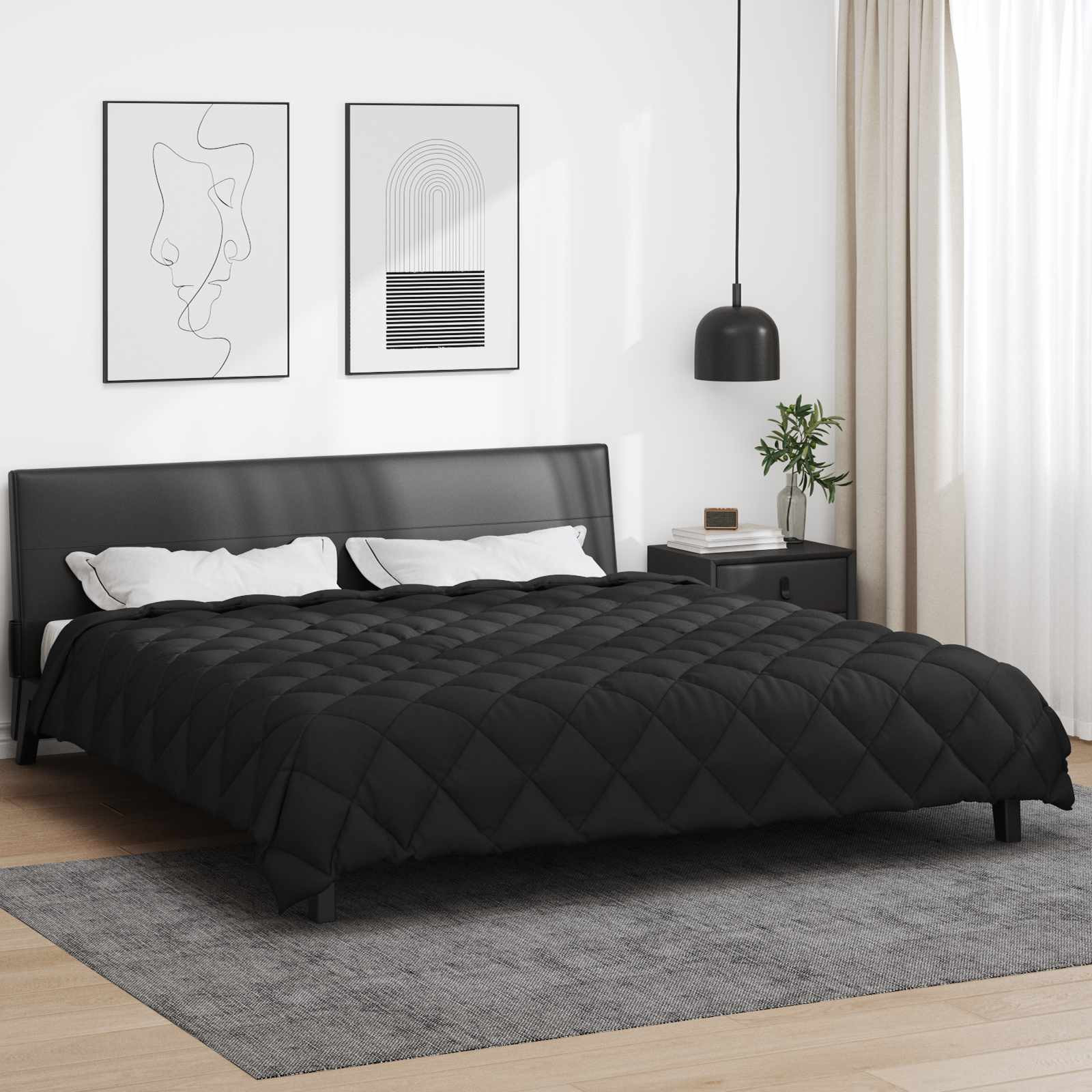 vidaXL Winterbettdecke 220 x 240 cm 450 g/m² Schwarz