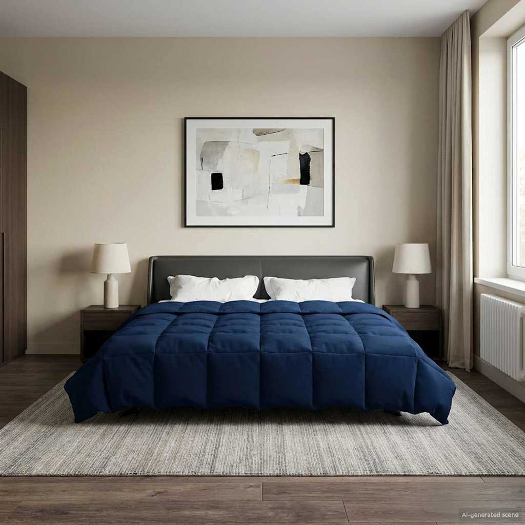 vidaXL Sommerdecke Gepolstert Dunkelblau 200 x 240 cm Mikrofaser
