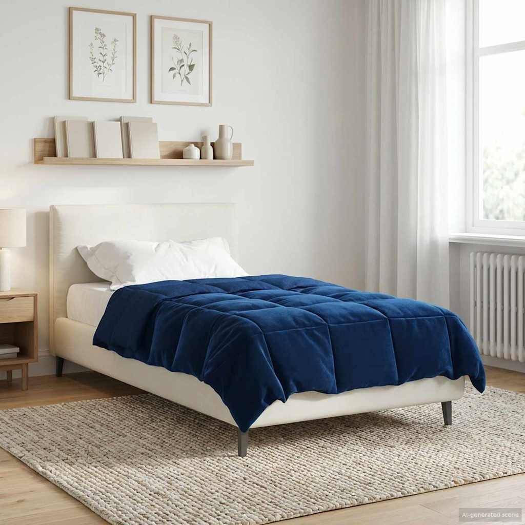 vidaXL Sommerdecke Gepolstert Dunkelblau 135 x 220 cm Mikrofaser