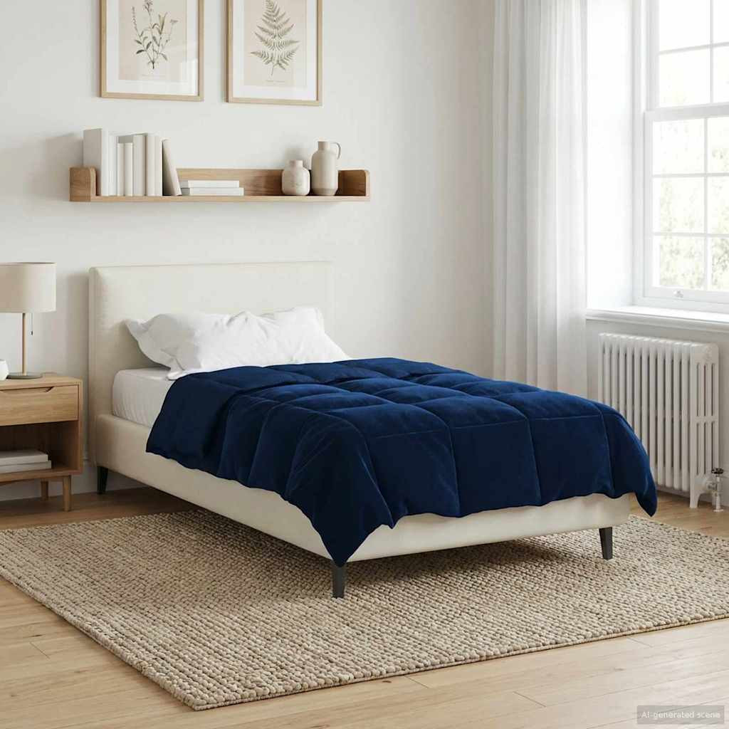 vidaXL Sommerdecke Gepolstert Dunkelblau 140 x 220 cm Mikrofaser