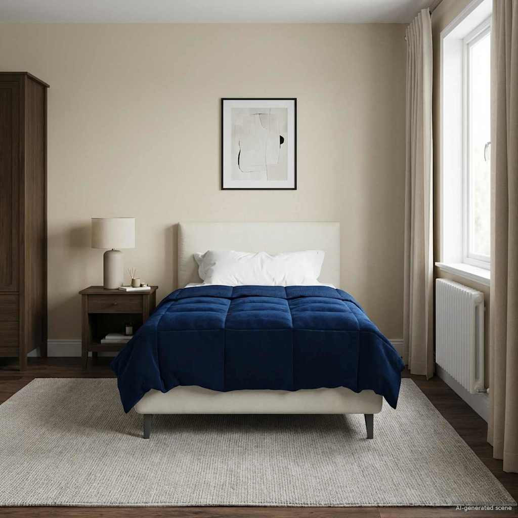 vidaXL Sommerdecke Gepolstert Dunkelblau 155 x 220 cm Mikrofaser