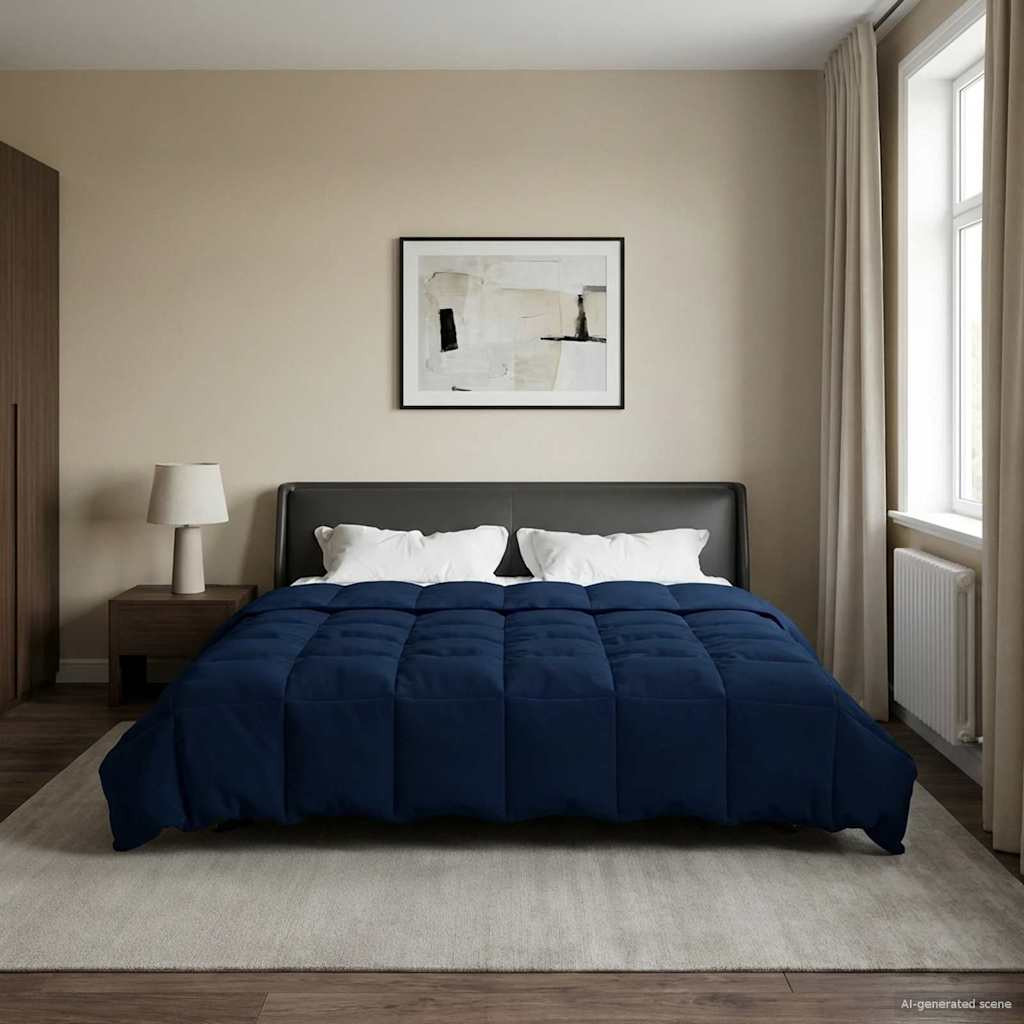 vidaXL Sommerdecke Gepolstert Dunkelblau 200 x 220 cm Mikrofaser
