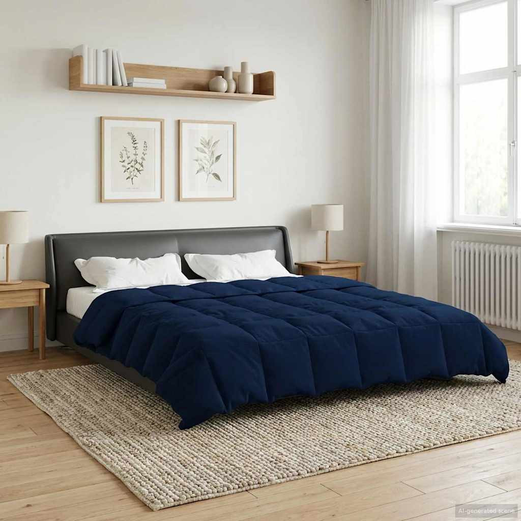 vidaXL Sommerdecke Gepolstert Dunkelblau 220 x 240 cm Mikrofaser