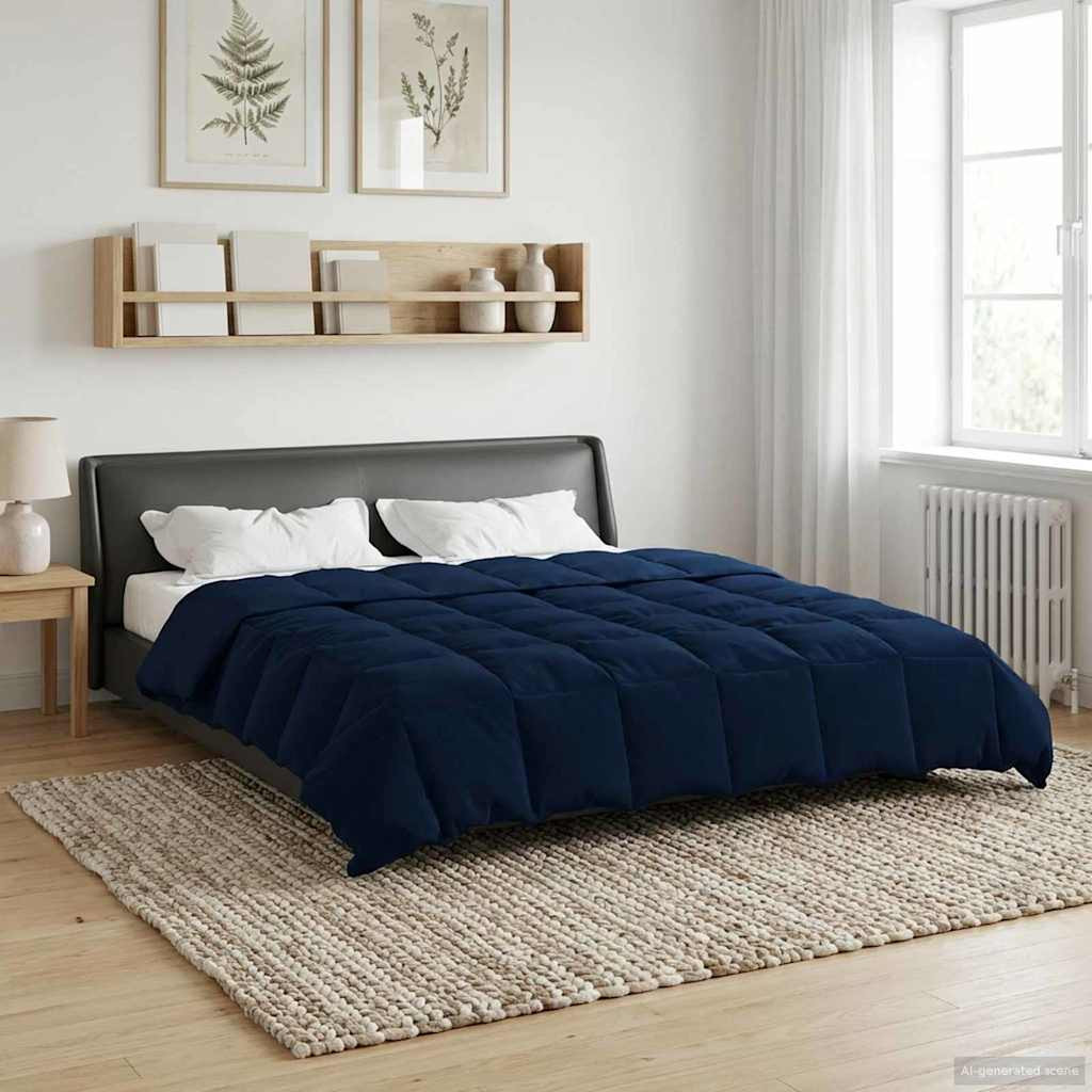 vidaXL Sommerdecke Gepolstert Dunkelblau 220 x 260 cm Mikrofaser