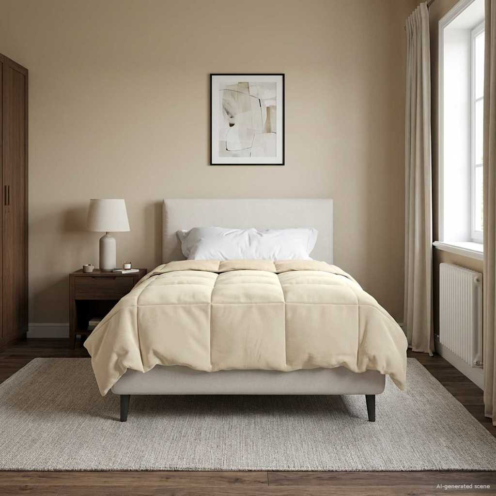 vidaXL Sommerdecke Gepolstert Creme 135 x 200 cm Mikrofaser