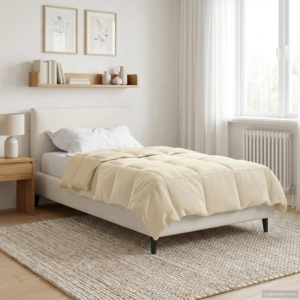 vidaXL Sommerdecke Gepolstert Creme 155 x 200 cm Mikrofaser