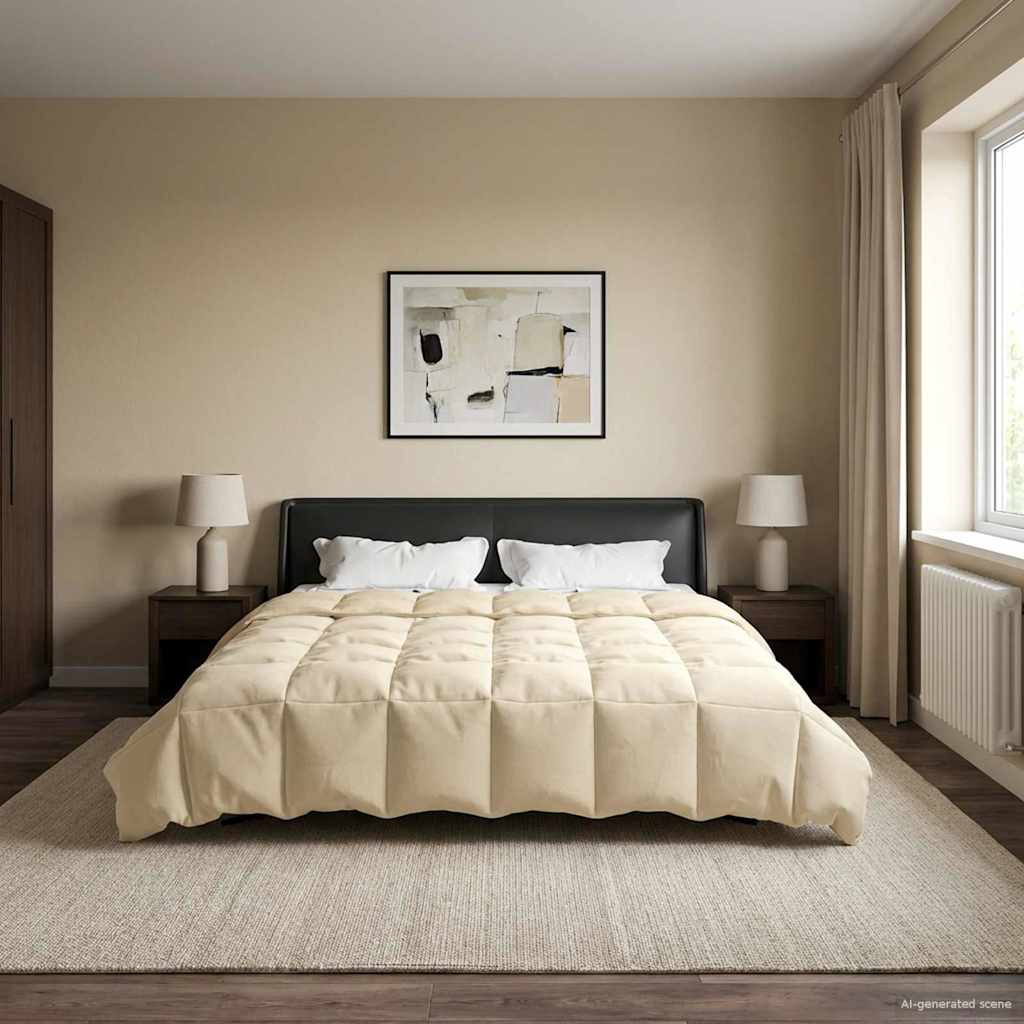 vidaXL Sommerdecke Gepolstert Creme 200 x 200 cm Mikrofaser