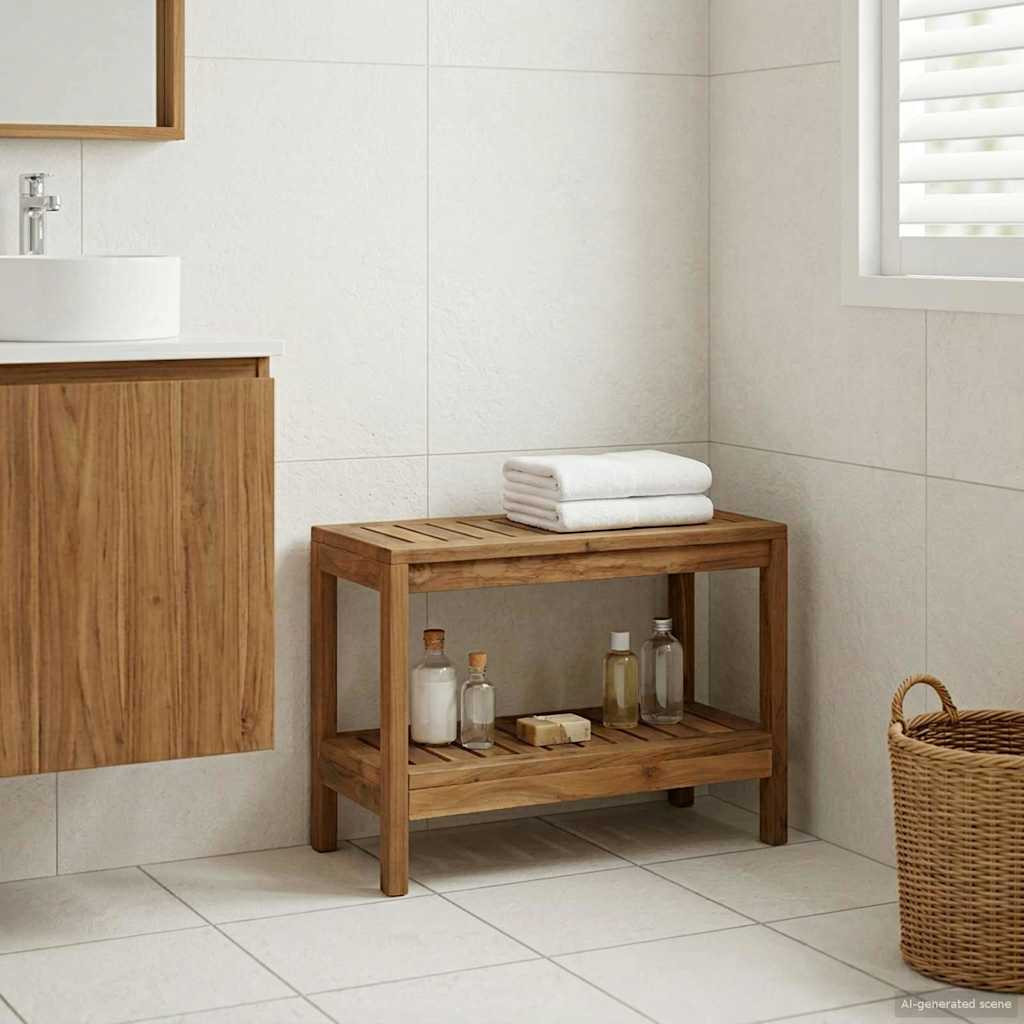 vidaXL Badezimmer Beistelltisch Natur 60 x 30 x 45 cm Massivholz Teak
