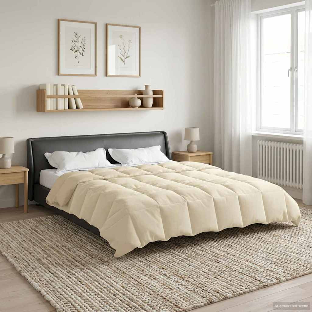 vidaXL Sommerdecke Gepolstert Creme 200 x 240 cm Mikrofaser