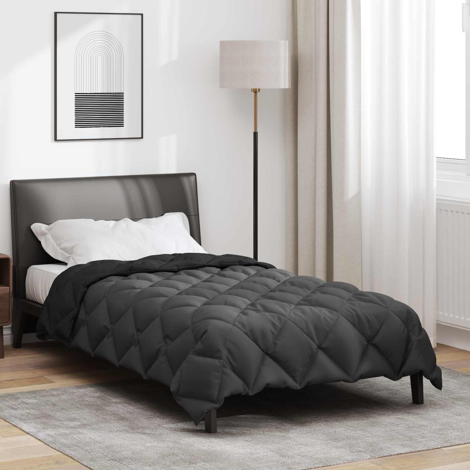 vidaXL Winterbettdecke 140 x 220 cm 450 g/m² Schwarz und Anthrazit