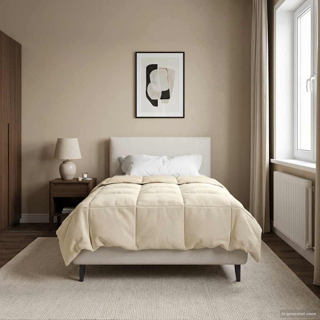 vidaXL Sommerdecke Gepolstert Creme 135 x 220 cm Mikrofaser