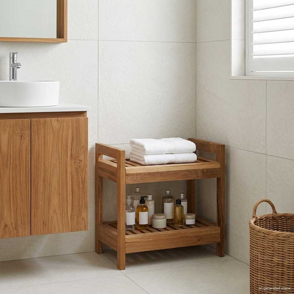 vidaXL Badregal Natur 45 x 30 x 45 cm Massivholz Teak