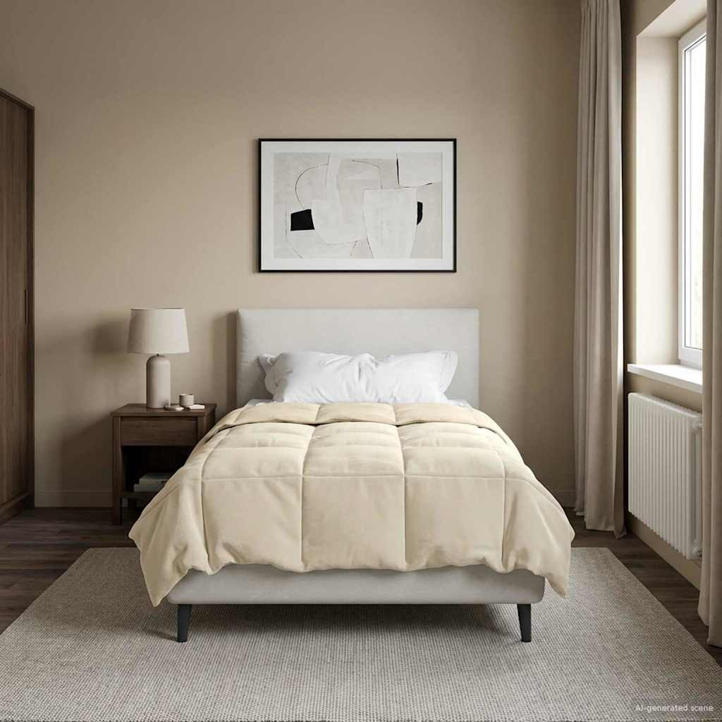 vidaXL Sommerdecke Gepolstert Creme 140 x 220 cm Mikrofaser