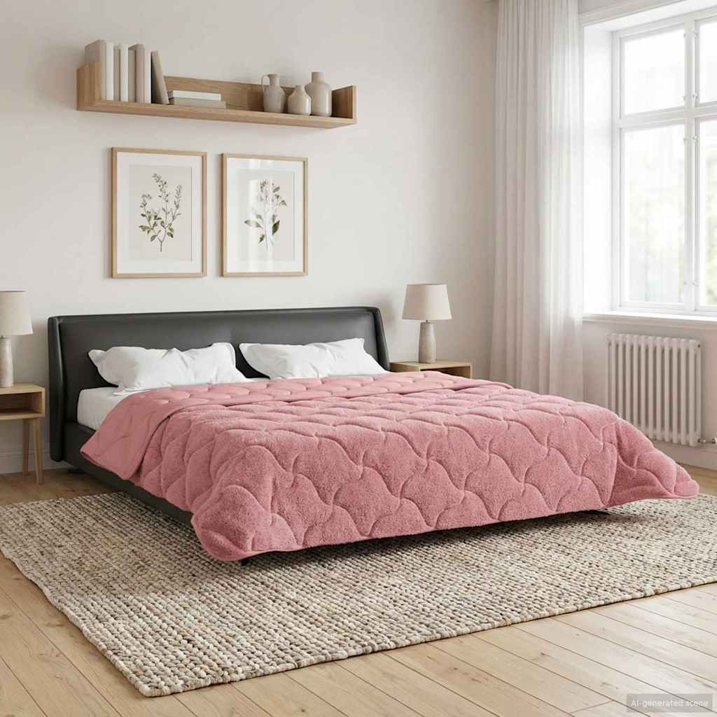 vidaXL Sommerdecke Rosa 240 x 260 cm Mikrofaser und Teddy-Fleece