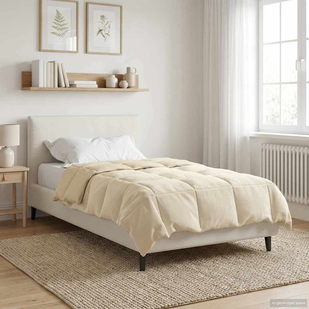 vidaXL Sommerdecke Gepolstert Creme 155 x 220 cm Mikrofaser