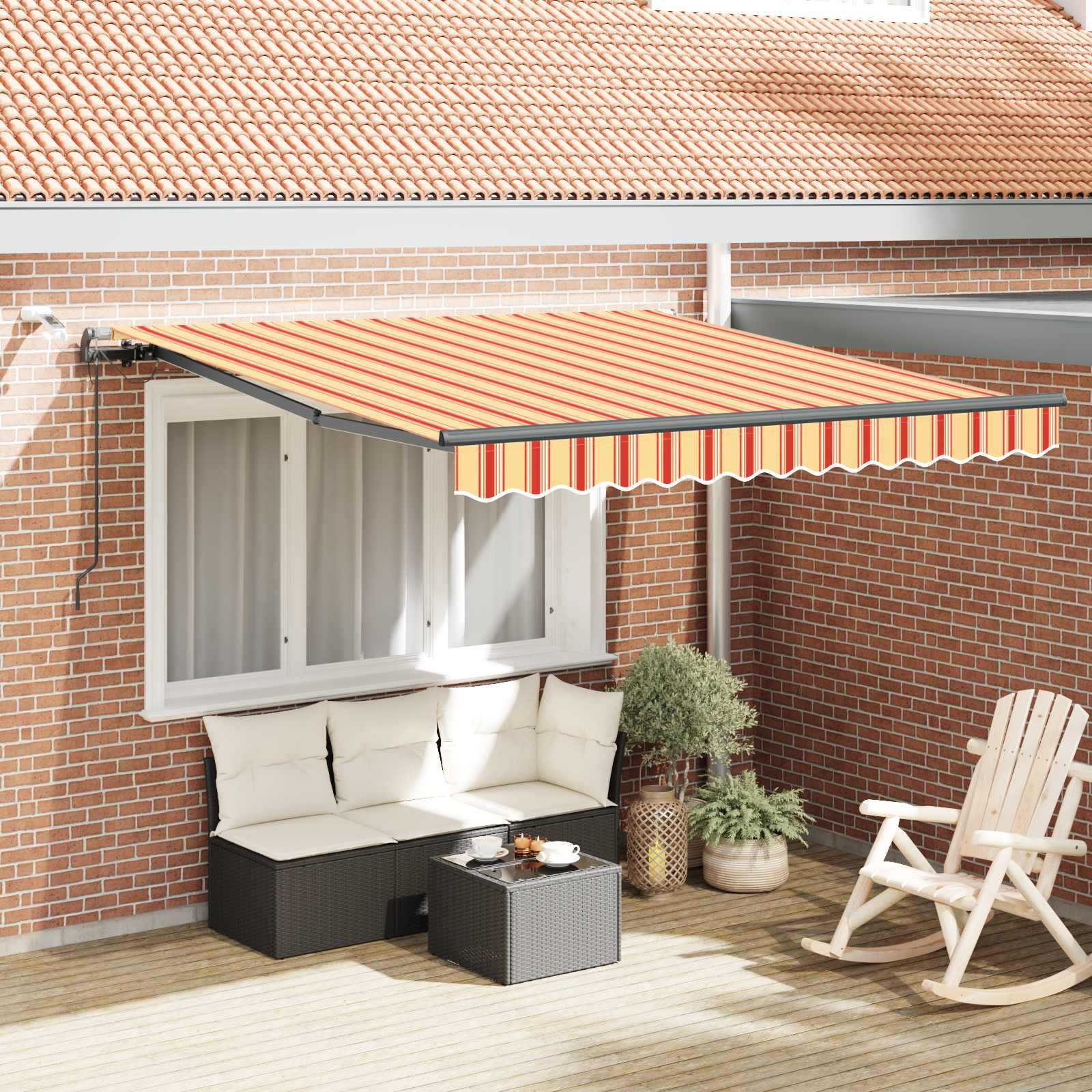 vidaXL Ausziehbare Markise Gelb und Orange 300 x 250 cm Polyester