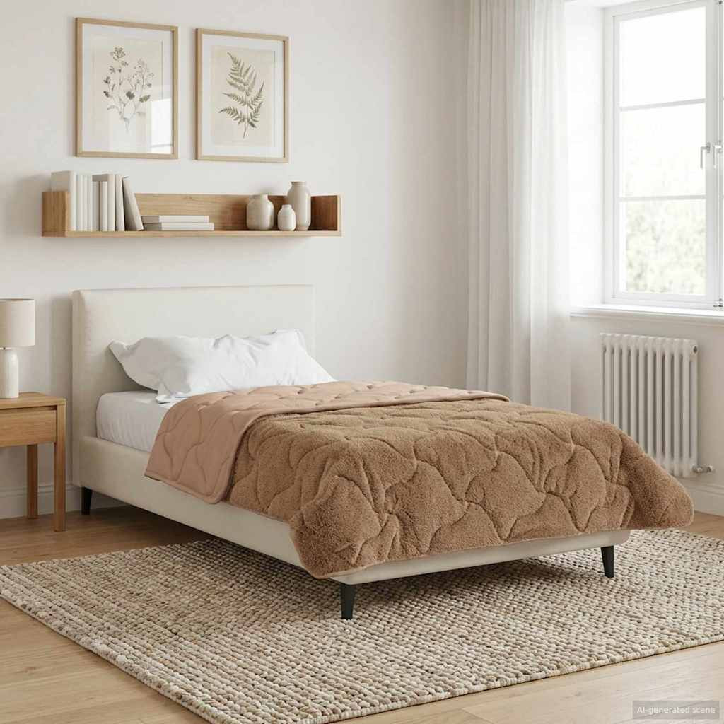 vidaXL Sommerdecke Taupe 135 x 200 cm Mikrofaser und Teddy-Fleece