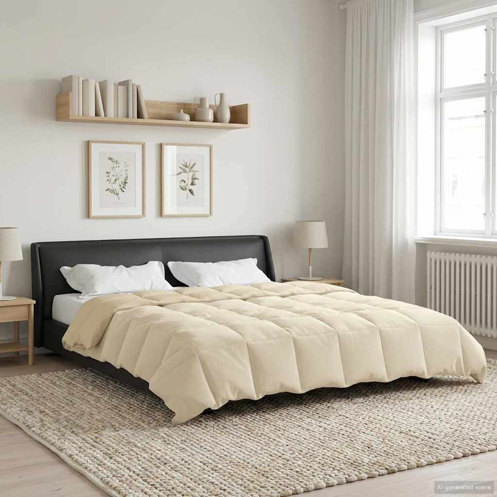 vidaXL Sommerdecke Gepolstert Creme 200 x 220 cm Mikrofaser