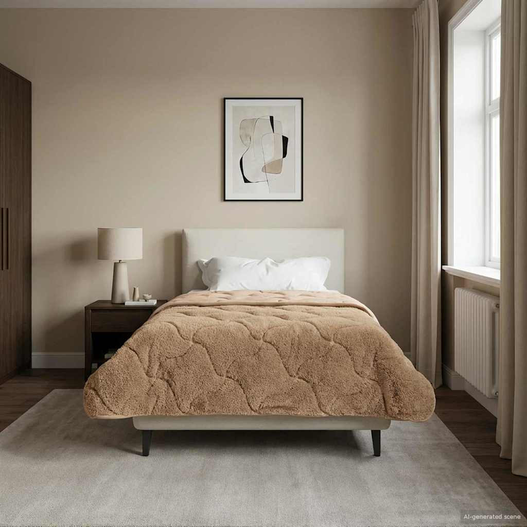 vidaXL Sommerdecke Taupe 140 x 220 cm Mikrofaser und Teddy-Fleece