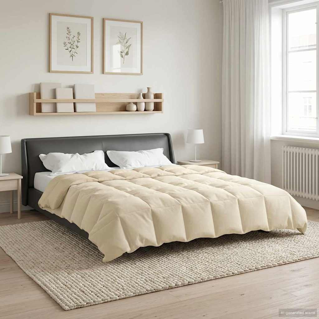 vidaXL Sommerdecke Gepolstert Creme 220 x 240 cm Mikrofaser
