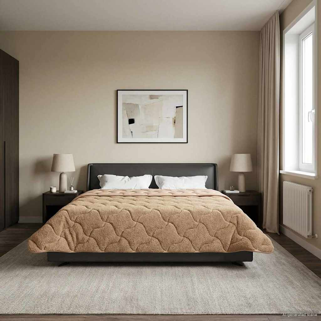 vidaXL Sommerdecke Taupe 200 x 200 cm Mikrofaser und Teddy-Fleece